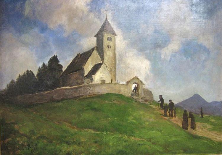 Rudolf Koller Die Kirche St. Remigius in Falera France oil painting art